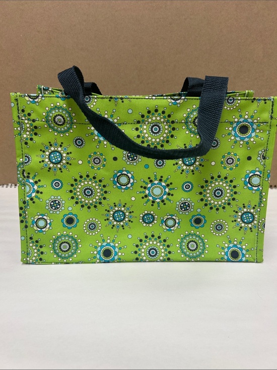thirty-one Handbags - thirty-one Lime Green Circular Print Tote with Black Handles